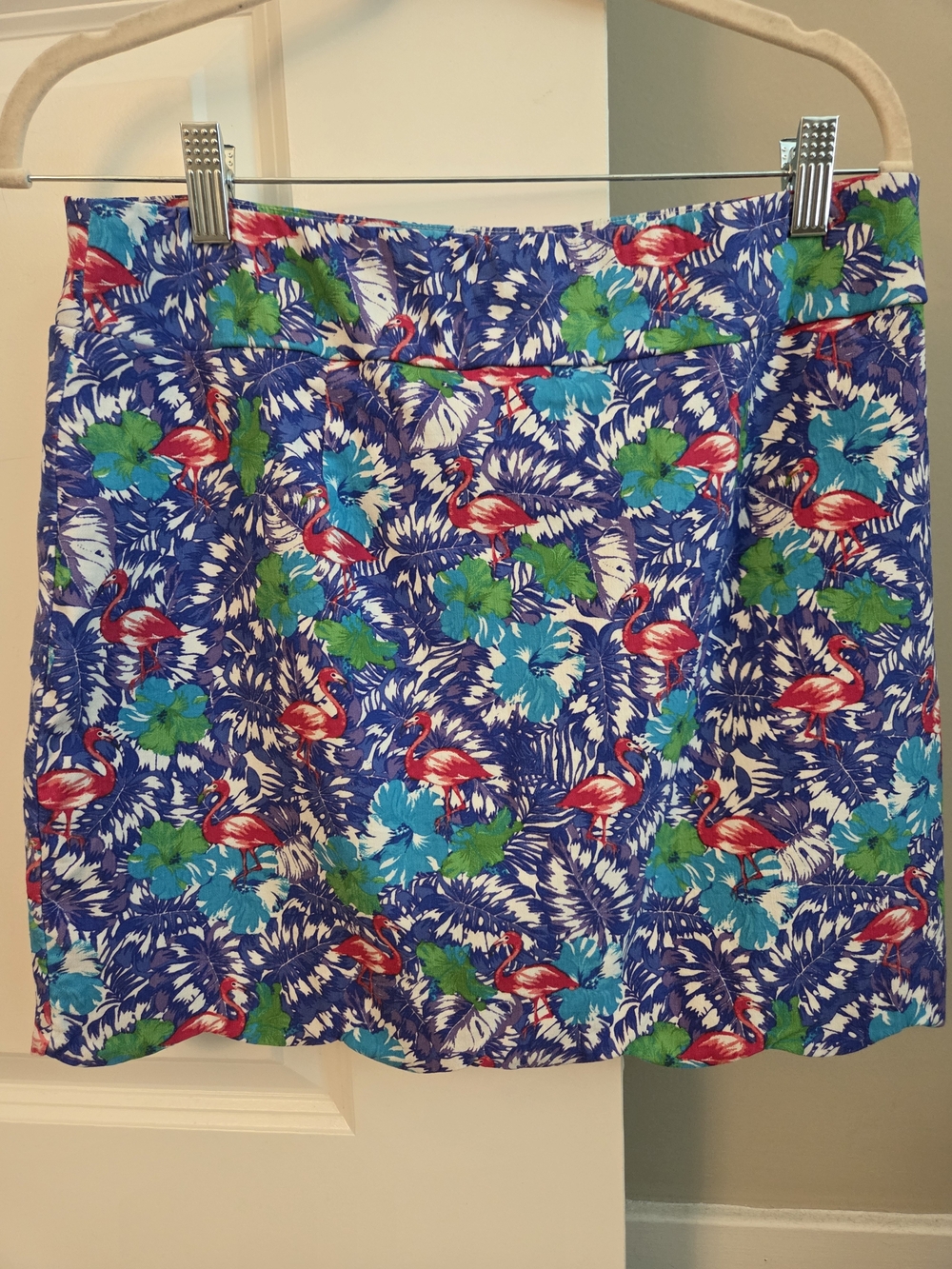Tropical Flamingo Print Women’s Skort - Blue - Picture 5 of 6